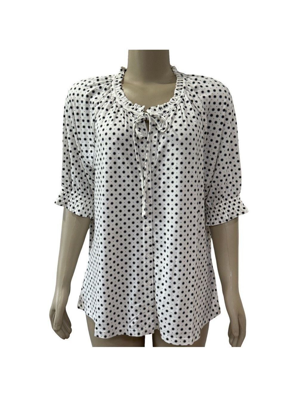 Pure Collection Black and White Button Down Shirt Ivory & Black